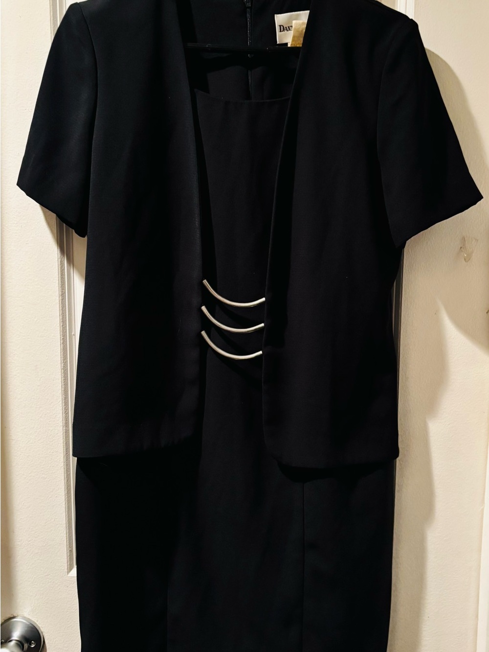 Black Dress Opened Front Cape by Danny&Nicole Size 10P New